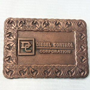 VTG Belt Buckle Diesel Control Corporation Solid Metal Copper Color Hit Line USA